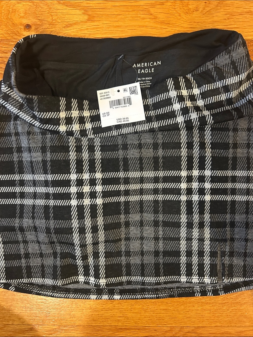 American Eagle Outfitters Black and Gray Plaid Mini Skirt